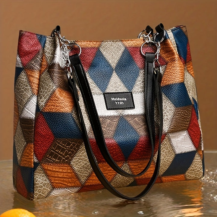 Perfect Lily Elegant Women's Plaid Shoulder Bag with Fixed Straps